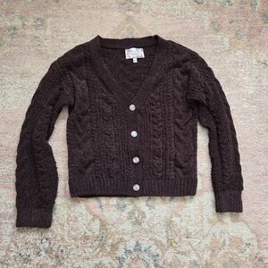 Pink Republic Women's Cable Knit Cardigan - Dark Brown